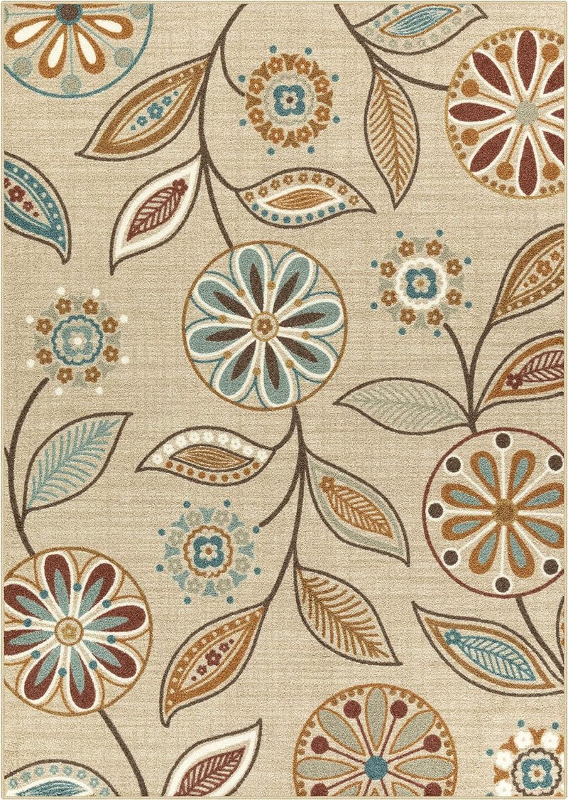 5' x 7', Beige Indoor Floral Area Rugs