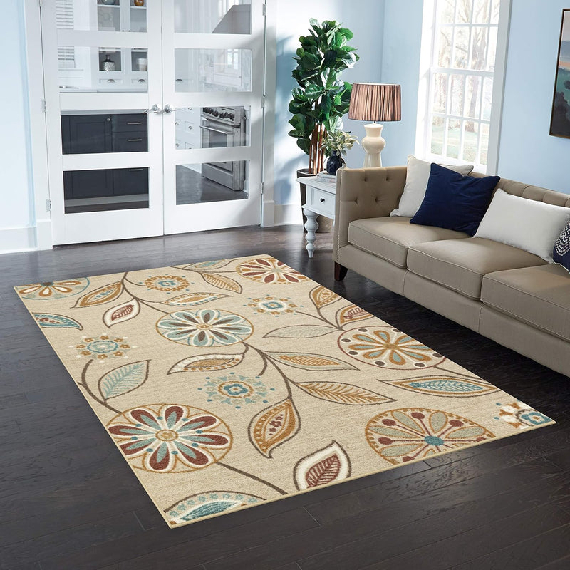 5' x 7', Beige Indoor Floral Area Rugs