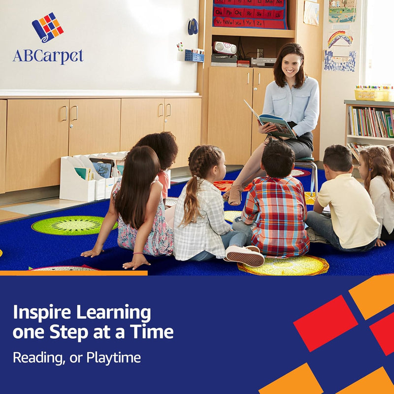 Classroom Carpet Fruit Classroom Rug with 24Seats Blue Area Rug for Cl ...