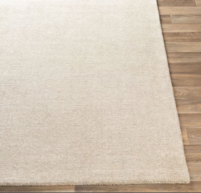 5x7 Handmade Surya Bari BAR-2300 Ivory Solid Colored Wool Rug