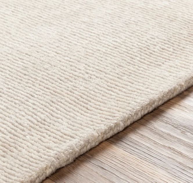 5x7 Handmade Surya Bari BAR-2300 Ivory Solid Colored Wool Rug