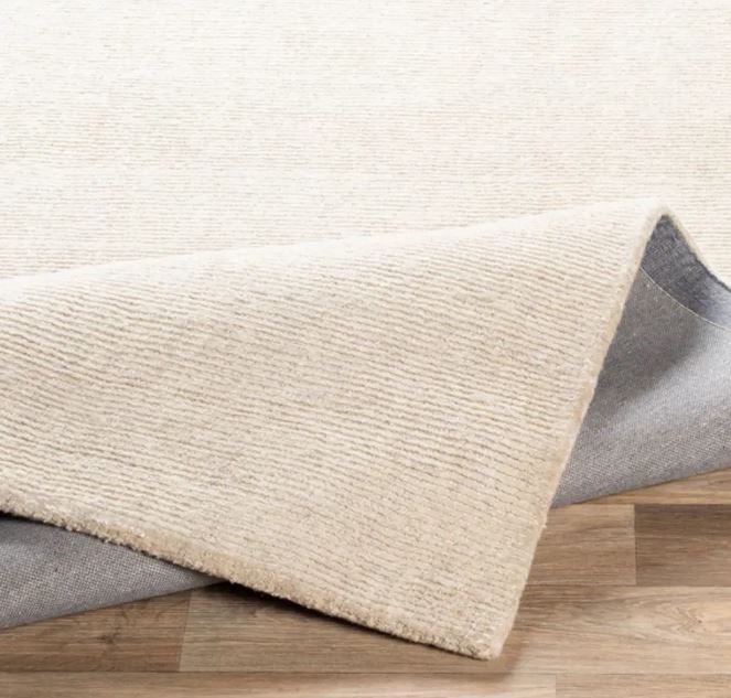 5x7 Handmade Surya Bari BAR-2300 Ivory Solid Colored Wool Rug