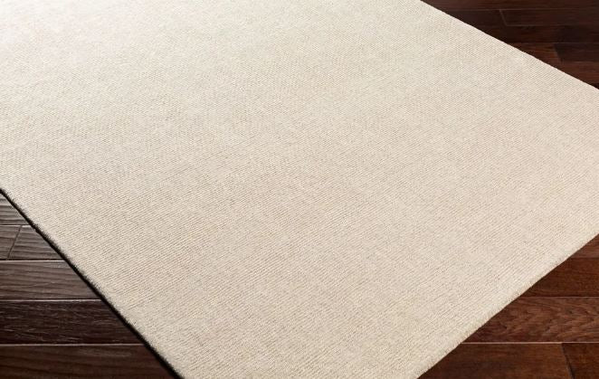 5x7 Handmade Surya Bari BAR-2300 Ivory Solid Colored Wool Rug