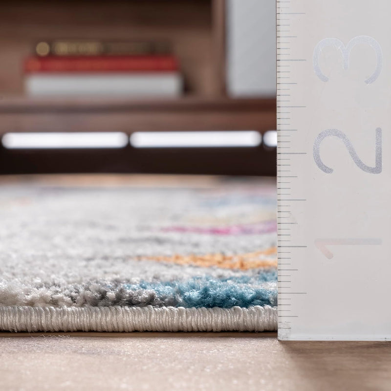 nuLOOM 6 Round Moroccan Blythe Area Rug, Multicolor, Faded Bohemian Design, Stain Resistant, For Bedroom, Dining Room, Living Room, Hallway, Office, Kitchen, Entryway