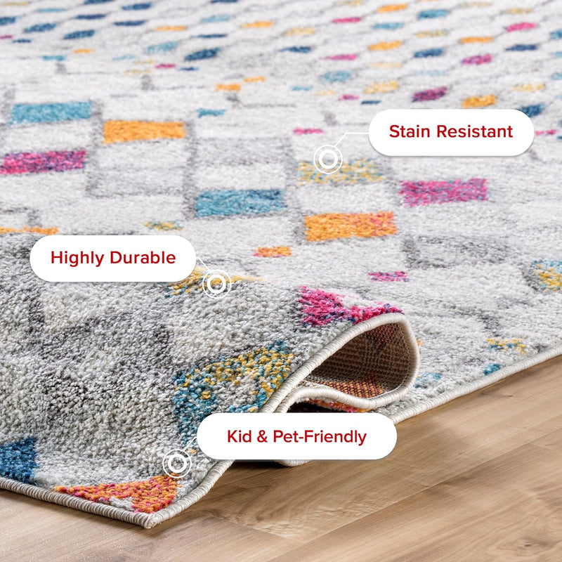 nuLOOM 6 Round Moroccan Blythe Area Rug, Multicolor, Faded Bohemian Design, Stain Resistant, For Bedroom, Dining Room, Living Room, Hallway, Office, Kitchen, Entryway