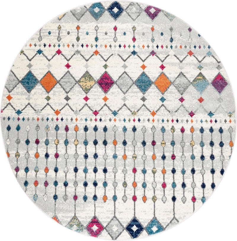 nuLOOM 6 Round Moroccan Blythe Area Rug, Multicolor, Faded Bohemian Design, Stain Resistant, For Bedroom, Dining Room, Living Room, Hallway, Office, Kitchen, Entryway