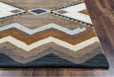 5' x 8' Handmade Multi Angles Chevron Tumble Weed Loft 100% Wool Area Rug By Rizzy Rugs