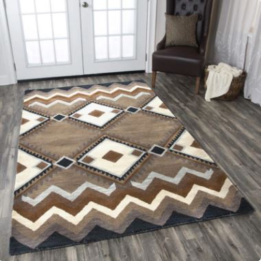 5' x 8' Handmade Multi Angles Chevron Tumble Weed Loft 100% Wool Area Rug By Rizzy Rugs