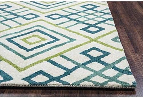 5' x 7' Handmade Rugs Blue/Gray/Rust/Blue Trellis Bradberry Downs Collection Wool Area Rug by Rizzy Home