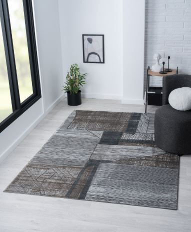 5' 1" x 6' 11" Grey Graphite Abstract Themed Polyester Area Rug By Allstar Rugs
