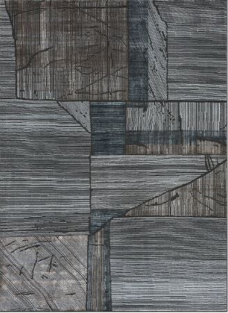 5' 1" x 6' 11" Grey Graphite Abstract Themed Polyester Area Rug By Allstar Rugs