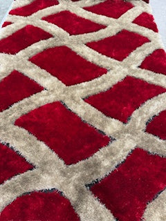 5' x 7' Red Shaggy Area Rug