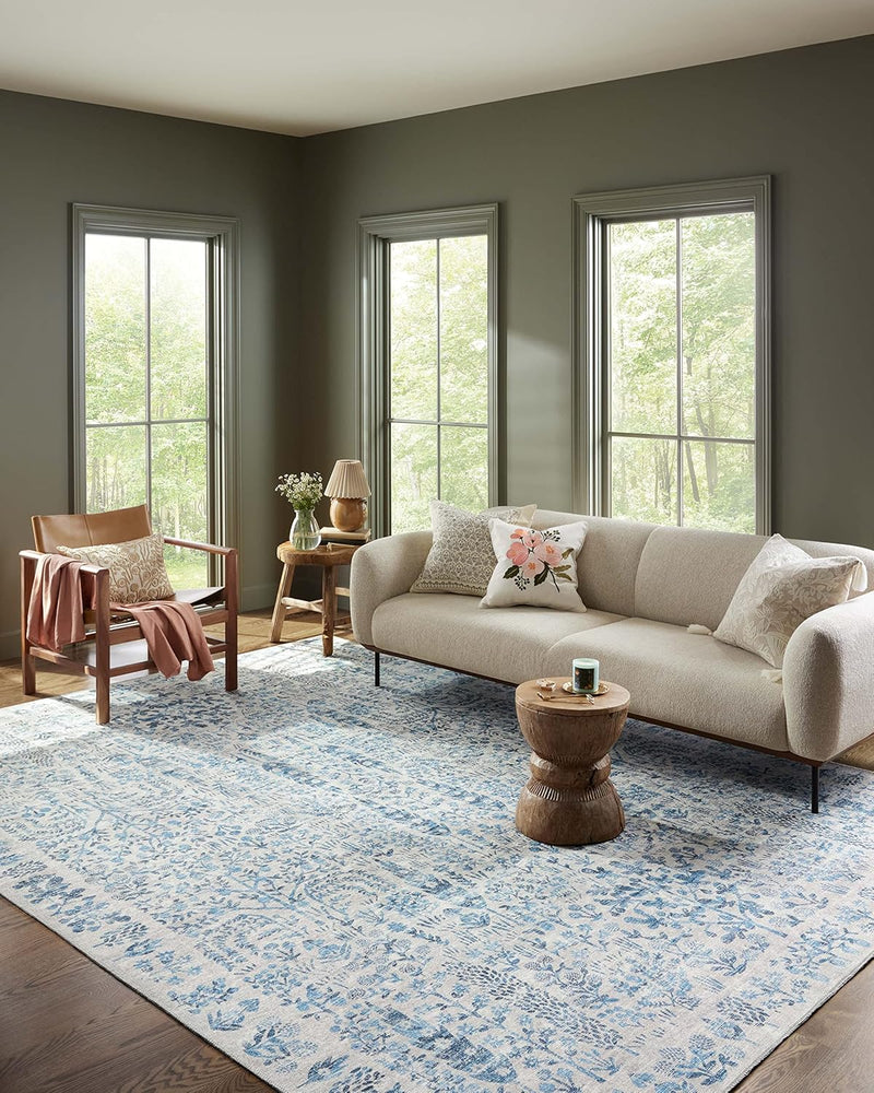 3'-9" x 5'-6" Blue .19" Pile Height, Accent Rug by Loloi Rifle Paper Co. Maison Collection