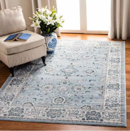 5 ft. x 8 ft. Light Blue/Cream Speckled Floral Border Isabella Area Rug by SAFAVIEH