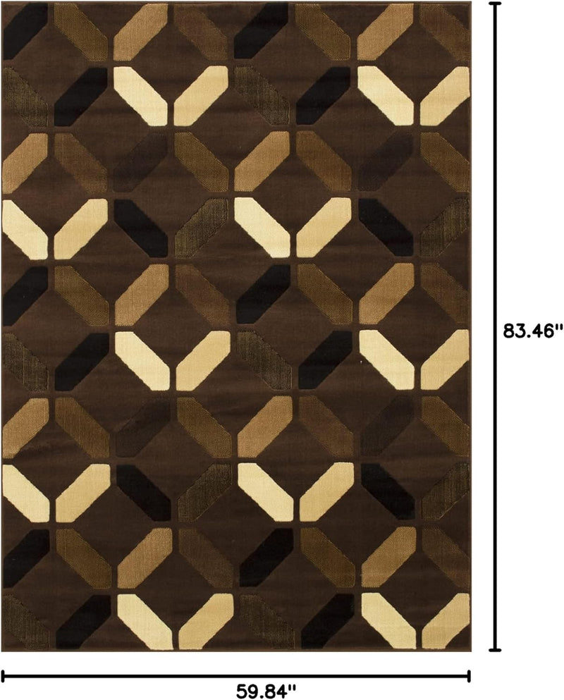 5x7 (4' 11" x 6' 11") Chocolate and Mocha Modern and Contemporary with Ivory and Espresso Diamond Design