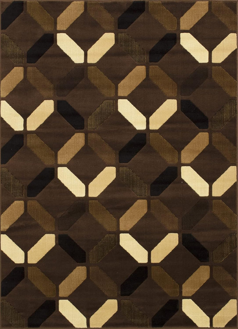 5x7 (4' 11" x 6' 11") Chocolate and Mocha Modern and Contemporary with Ivory and Espresso Diamond Design