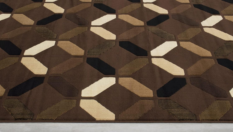 5x7 (4' 11" x 6' 11") Chocolate and Mocha Modern and Contemporary with Ivory and Espresso Diamond Design