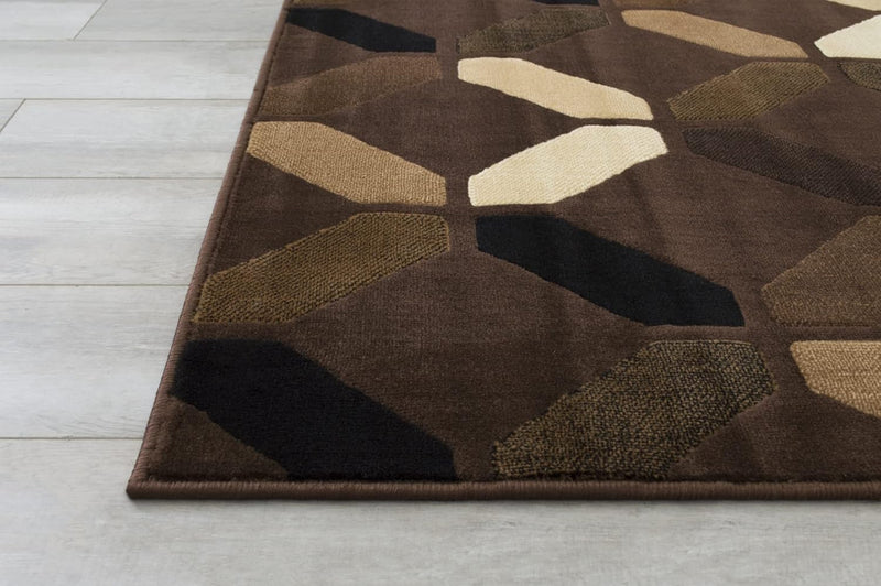 5x7 (4' 11" x 6' 11") Chocolate and Mocha Modern and Contemporary with Ivory and Espresso Diamond Design