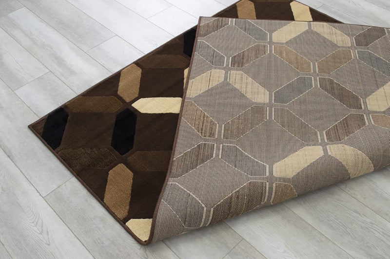 5x7 (4' 11" x 6' 11") Chocolate and Mocha Modern and Contemporary with Ivory and Espresso Diamond Design