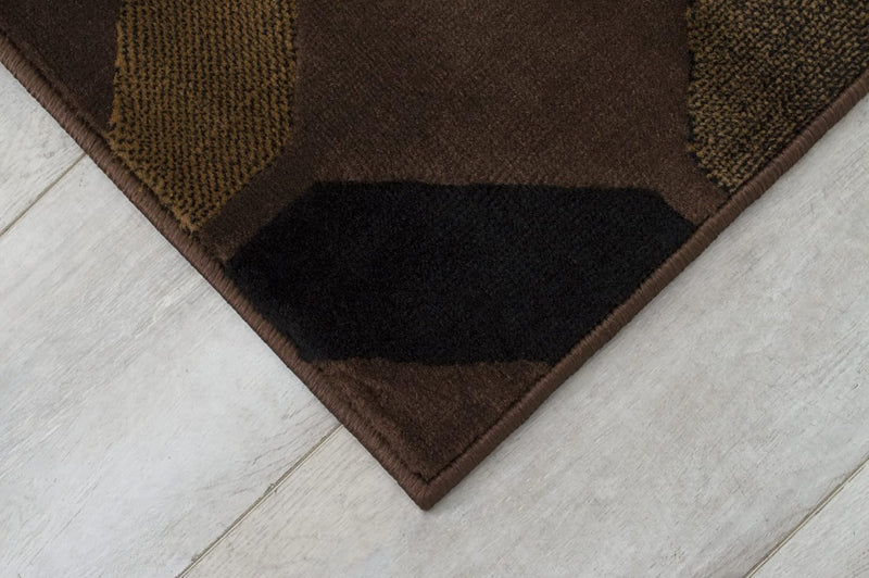 5x7 (4' 11" x 6' 11") Chocolate and Mocha Modern and Contemporary with Ivory and Espresso Diamond Design