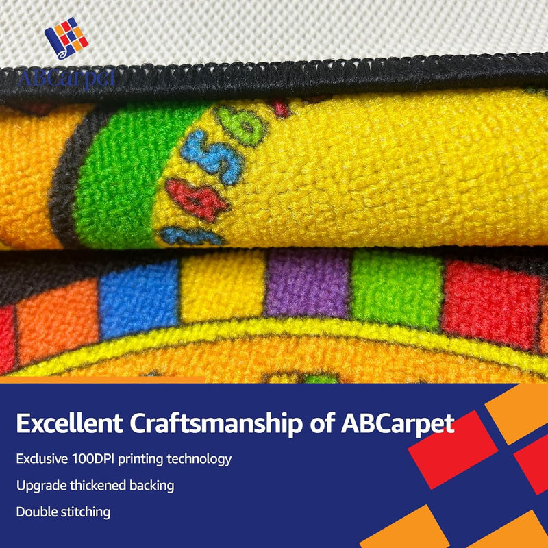 6'5"x10' Black 24 Circle Classroom Learning Seating Rug