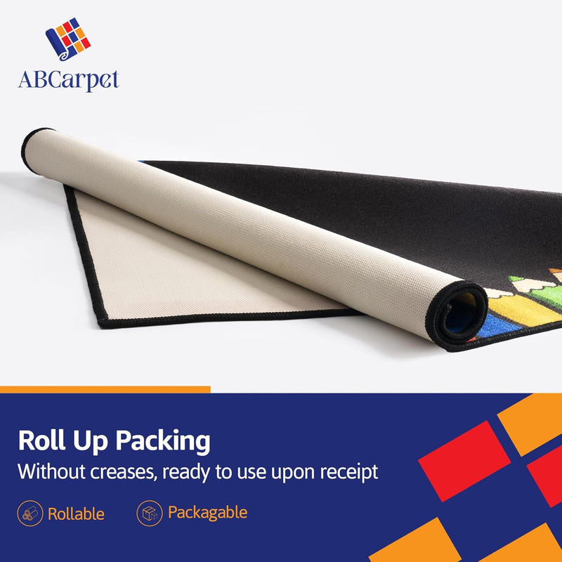 6'5"x10' Black 24 Circle Classroom Learning Seating Rug