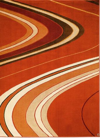 5x7 Orange Modern Contemporary Area Rug by Allstar