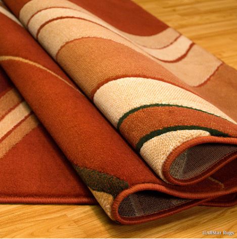 5x7 Orange Modern Contemporary Area Rug by Allstar