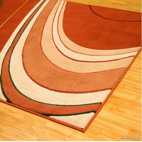 5x7 Orange Modern Contemporary Area Rug by Allstar