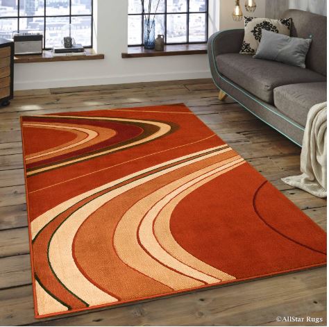 5x7 Orange Modern Contemporary Area Rug by Allstar