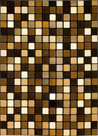 (5' 2" x 7' 2" Black Modern Squares Contemporary Area Rug by Allstar