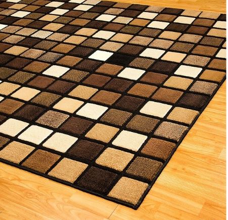(5' 2" x 7' 2" Black Modern Squares Contemporary Area Rug by Allstar