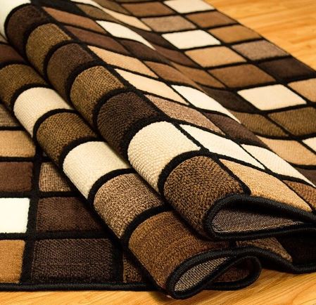 (5' 2" x 7' 2" Black Modern Squares Contemporary Area Rug by Allstar