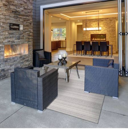 8' x 10' Beige Striped Indoor-Outdoor Rug, Outside Carpet for Patio, Deck, Porch Beverly Rug