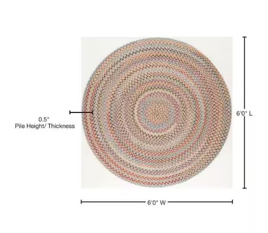 6 ft. x 6 ft. Round Greenwich Butterfield Multi Indoor Braided Area Rug