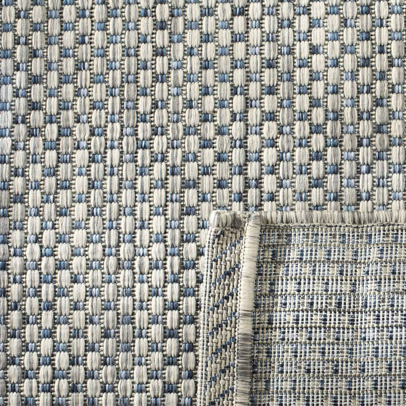 10' Square, Grey & Navy SAFAVIEH Washable Rug Outdoor Courtyard Collection