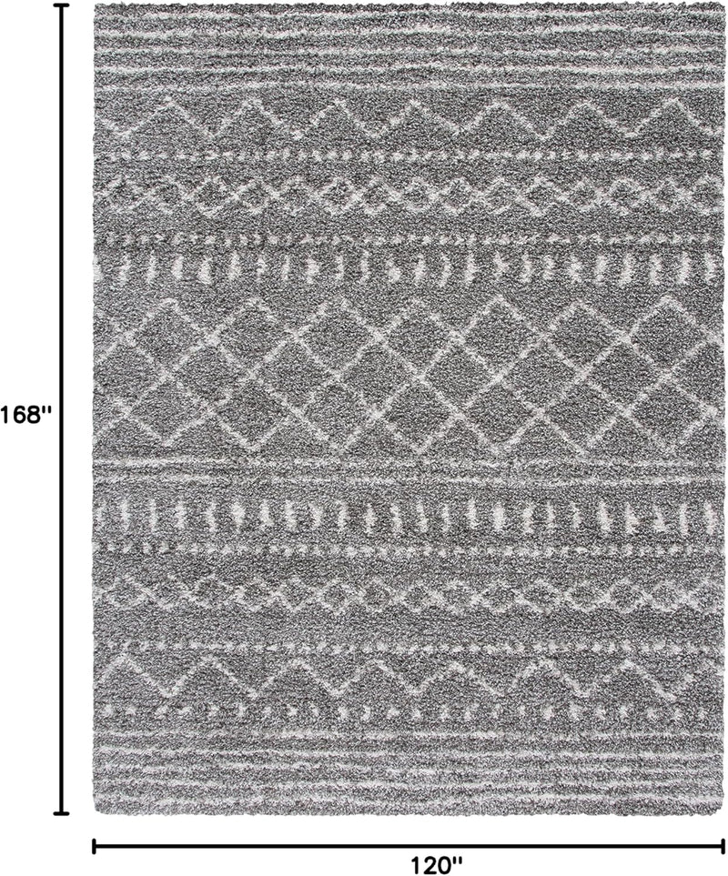 10' x 14', Brown & Ivory, Moroccan Design, Non-Shedding & Easy Care, 1.6-inch Thick by SAFAVIEH Arizona Shag Collection Area Rug