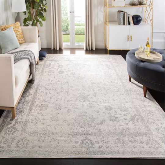 12 ft. x 12 ft. Border Distressed Square Area Rug