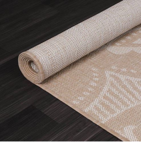 5 ft. x 7 ft. Beige/White Medallion Indoor/Outdoor Area Rug