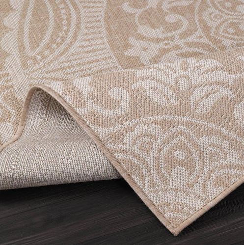 5 ft. x 7 ft. Beige/White Medallion Indoor/Outdoor Area Rug