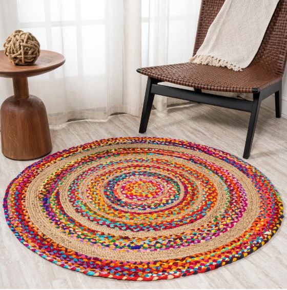 7' Round Boho Braided by JONATHAN Y Isla Rag & Jute Area Rug