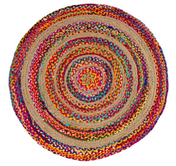 7' Round Boho Braided by JONATHAN Y Isla Rag & Jute Area Rug