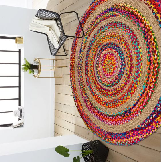 7' Round Boho Braided by JONATHAN Y Isla Rag & Jute Area Rug