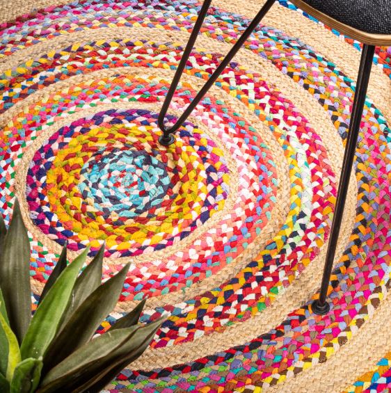7' Round Boho Braided by JONATHAN Y Isla Rag & Jute Area Rug