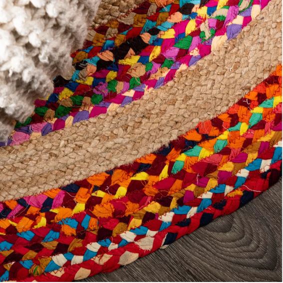 7' Round Boho Braided by JONATHAN Y Isla Rag & Jute Area Rug