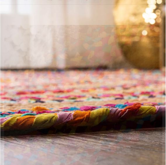7' Round Boho Braided by JONATHAN Y Isla Rag & Jute Area Rug