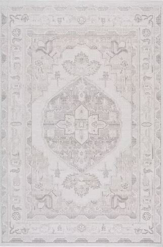 8 ft. x 10 ft. Ivory/Gray Machine Washable Aztec Ornate Medallion Area Rug