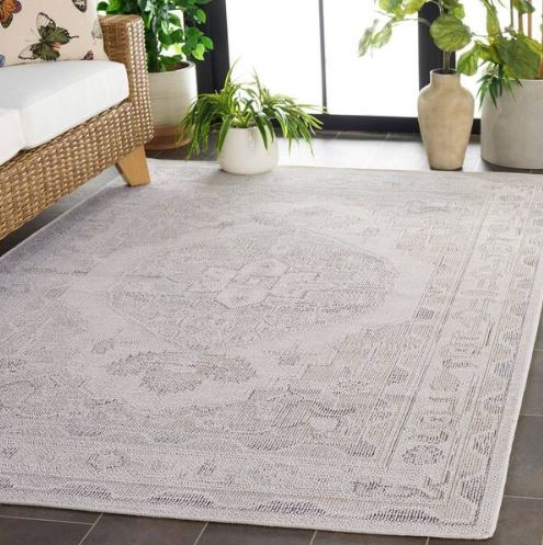 8 ft. x 10 ft. Ivory/Gray Machine Washable Aztec Ornate Medallion Area Rug