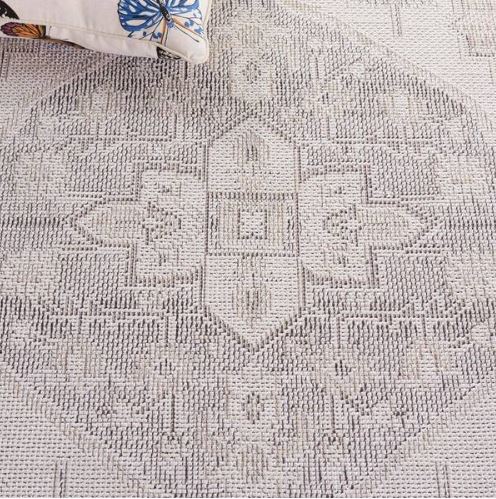 8 ft. x 10 ft. Ivory/Gray Machine Washable Aztec Ornate Medallion Area Rug