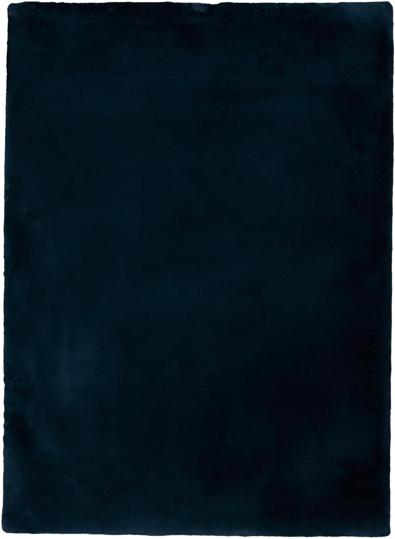 8' x 1'0 Navy Linon Maven Faux Rabbit